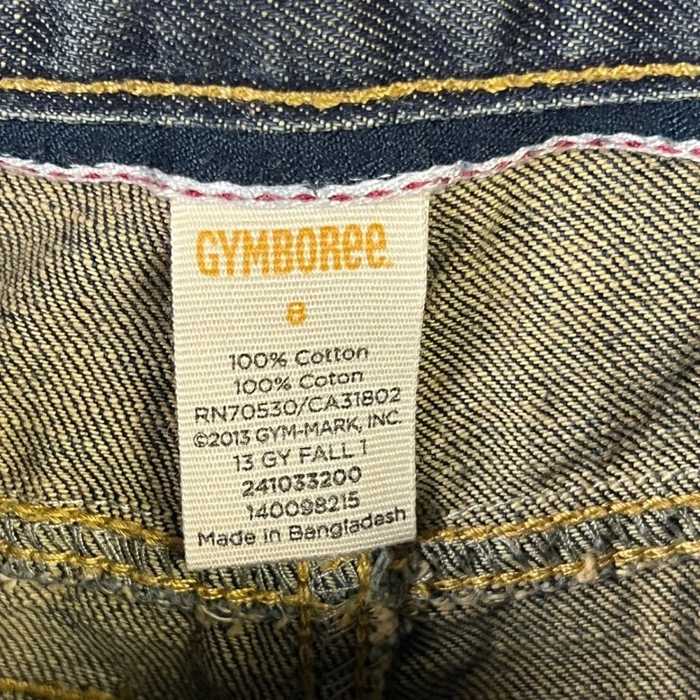 Gymboree Boot Cut Jeans Boys‎ Size 8 Dark Blue Denim Distressed Adjustable Waist
